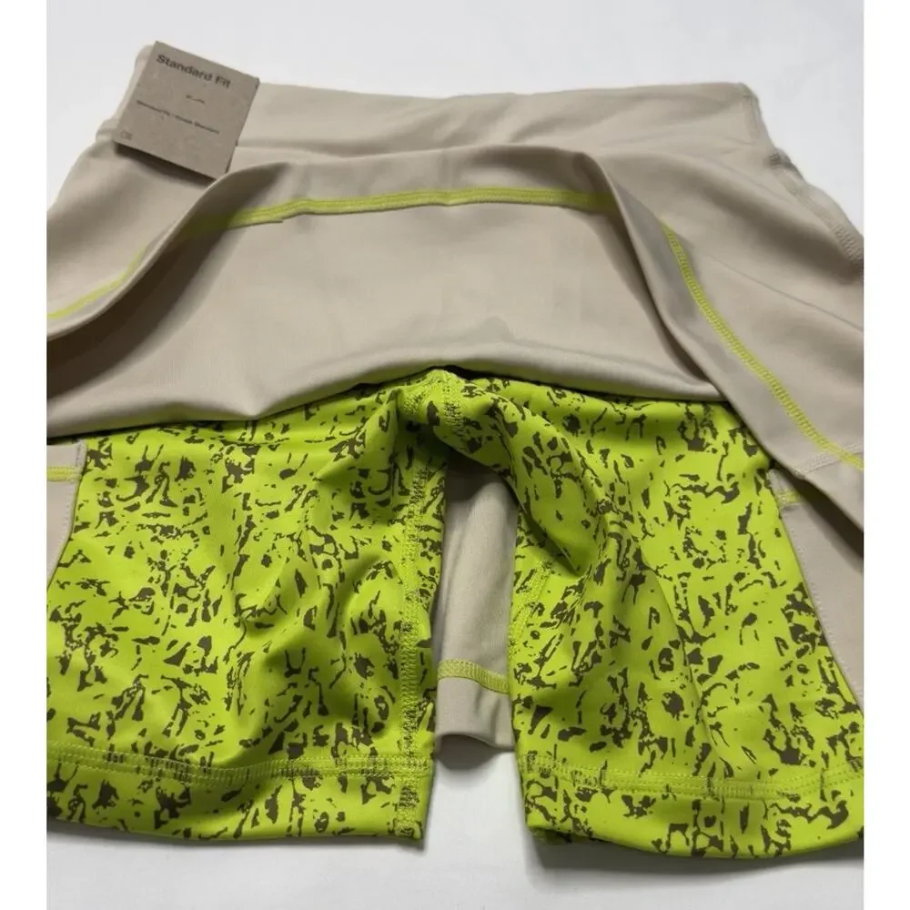 Nike Dry FIT Icon Clash 2 In 1 Training Skirt Shorts Lime Sand Color Large NWT